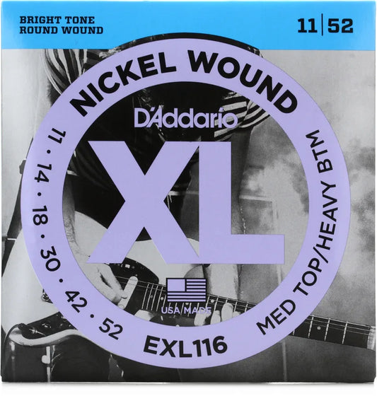 D’Addario EXL116 XL Nickel Electric Guitar Strings – 11-52 Medium