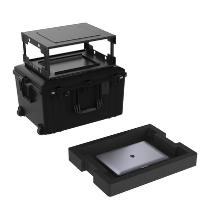 Circle Three Designs 4RU Aluminum Gen 2.0 Fly Rack with Pelican Air 1637 and Laptop Tray