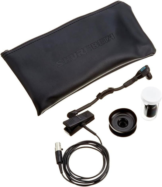 Shure WB98H/C Microphone - Miniature Instrument Mic with TA4F 4-pin mini XLR Connector, Cardioid Condenser, Clip-on with Gooseneck