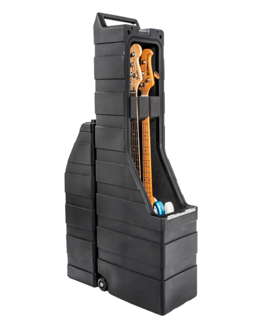 ENKI AMG-2 Gen 3 bass case, black hard-shell with foam interior and bass necks visible