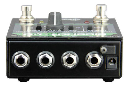 Radial Engineering BigShot I/O instrument selector, black metal guitar effects processor with four front 1/4 inch jacks