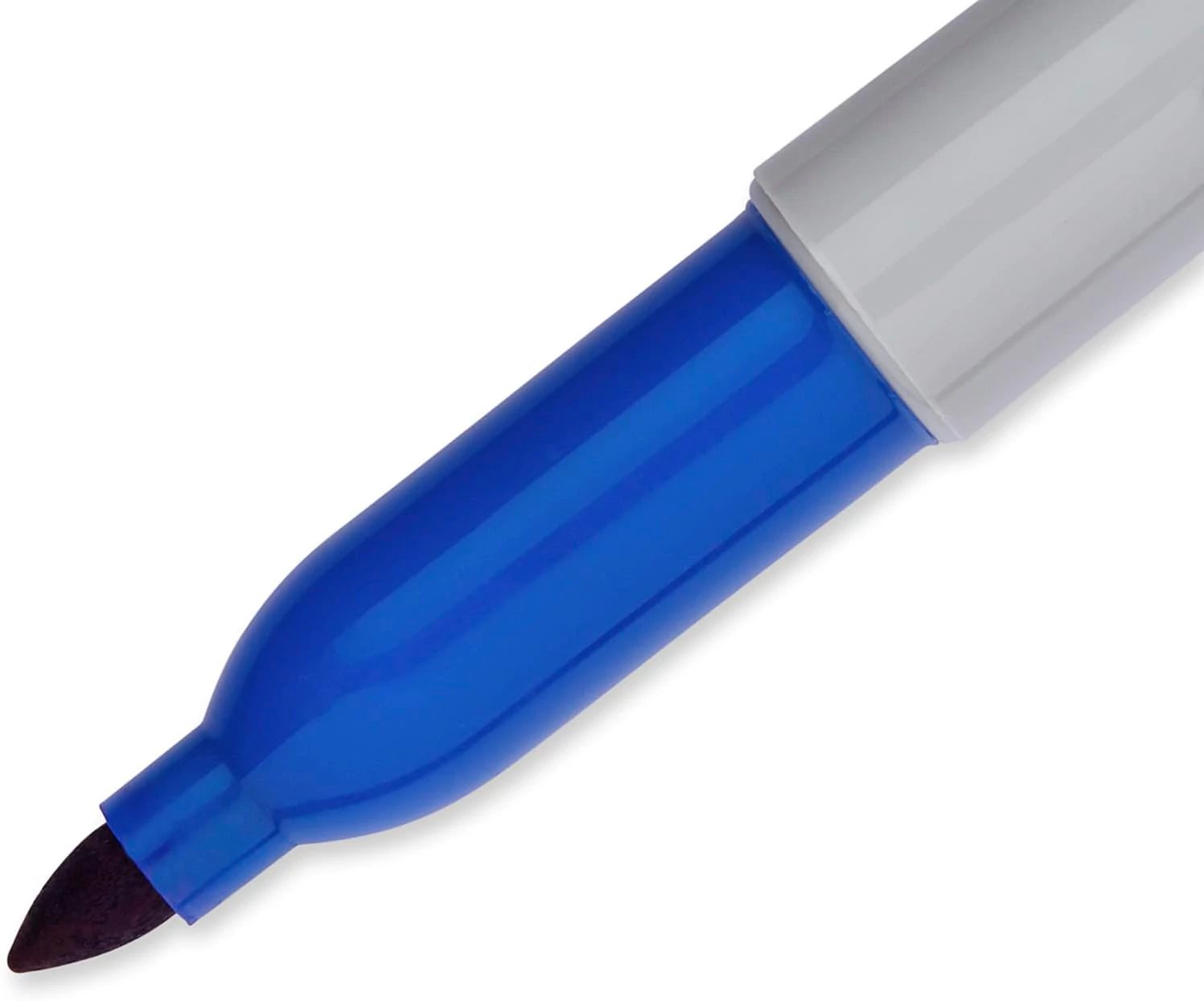 Sharpie Super Permanent Marker, blue body with gray cap, fine point
