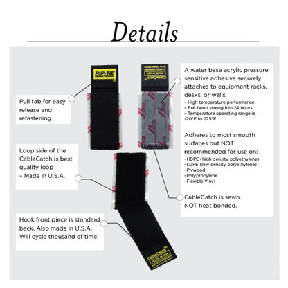 Rip-Tie One Inch Wide CableCatch Black - 2 pack