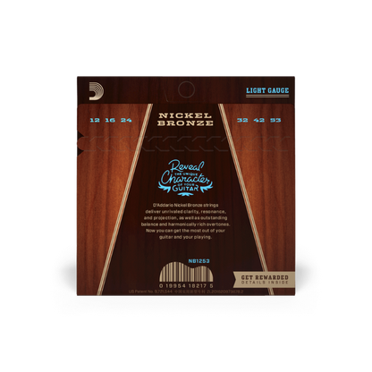 D'Addario 12-53 Regular Light Nickel Bronze Acoustic Strings