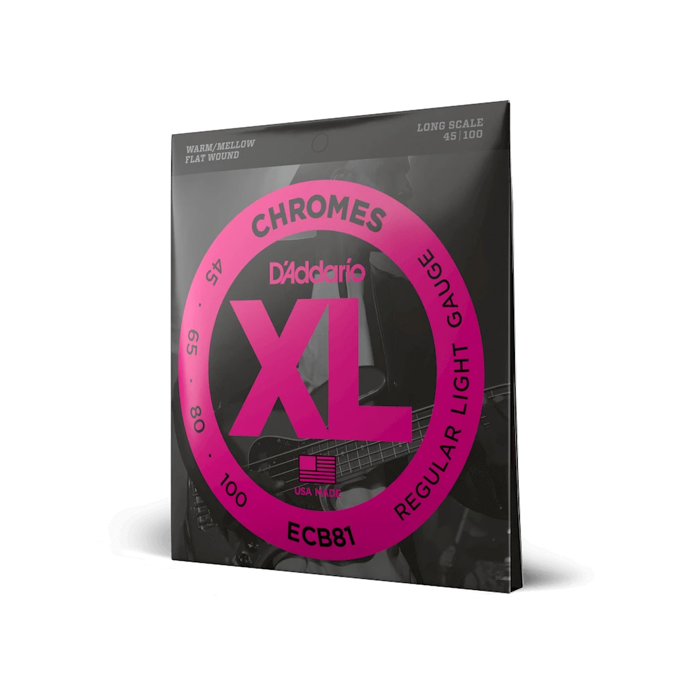D'Addario XL guitar string set packaging with pink label on a white background