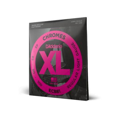 D'Addario XL guitar string set packaging with pink label on a white background
