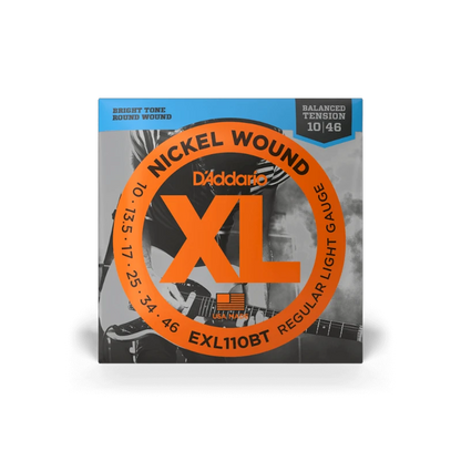D'Addario Nickel Wound XL guitar string set packaging on a white background