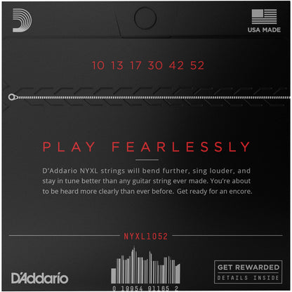 D'Addario 10-52 Light Top/Heavy Bottom, NYXL Electric Guitar Strings