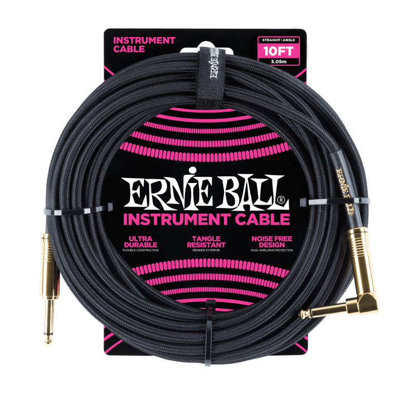 Ernie Ball 10ft Braided Instrument Cable (Straight/Angle)