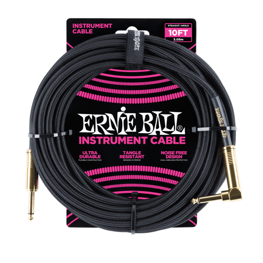 Ernie Ball 10ft Braided Instrument Cable (Straight/Angle)