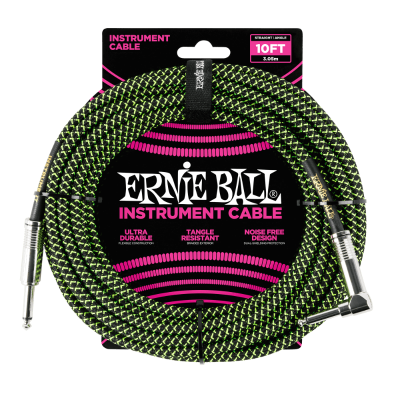 Ernie Ball 10ft Braided Instrument Cable (Straight/Angle)
