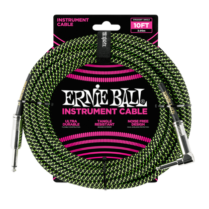 Ernie Ball 10ft Braided Instrument Cable (Straight/Angle)