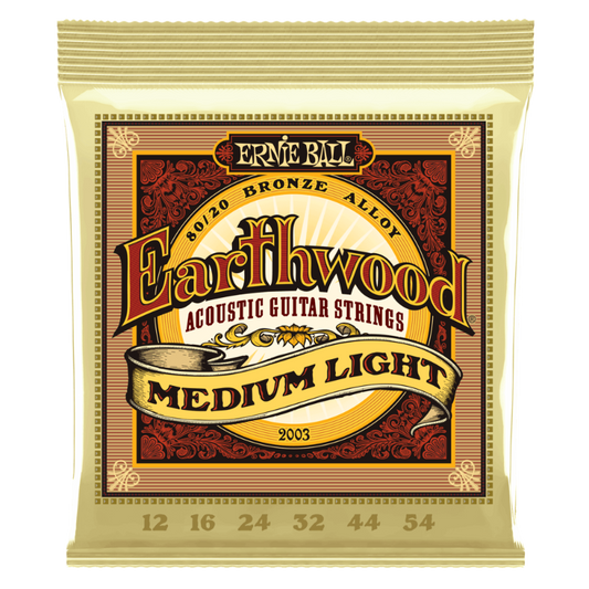Ernie Ball 12-54 Medium Light Earthwood 80/20 Bronze Acoustic Guitar Strings