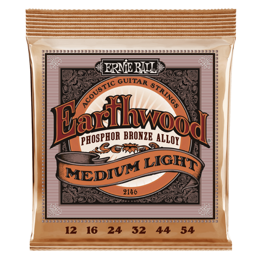 Ernie Ball 12-54 Medium Light Earthwood Phosphor Bronze Acoustic Guitar Srings