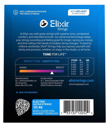 Elixir Strings 12052 Nanoweb Electric Guitar Strings - .010-.046 Light