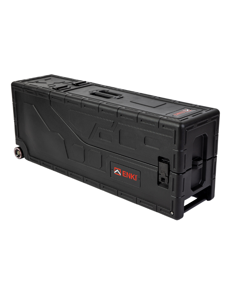 Black Guitar Fly case with ENKI logo on a white background