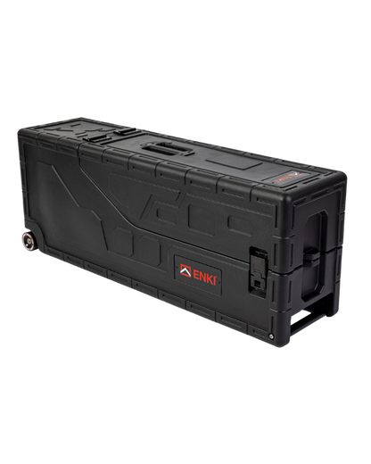 Black Guitar Fly case with ENKI logo on a white background