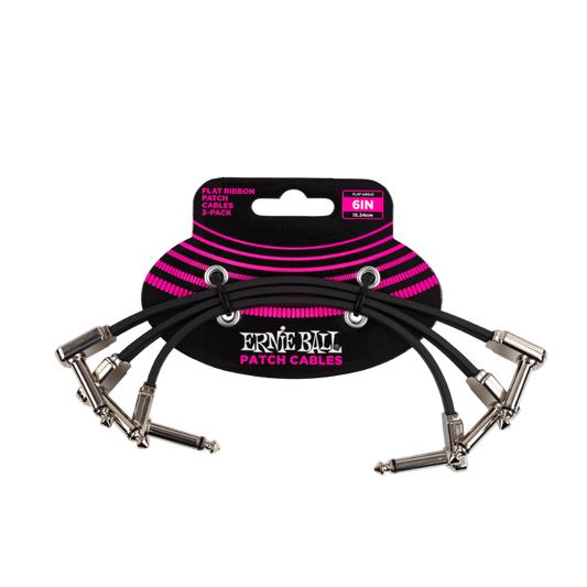 Ernie Ball 3-Pack Flat Ribbon Patch Cable (6 inch)