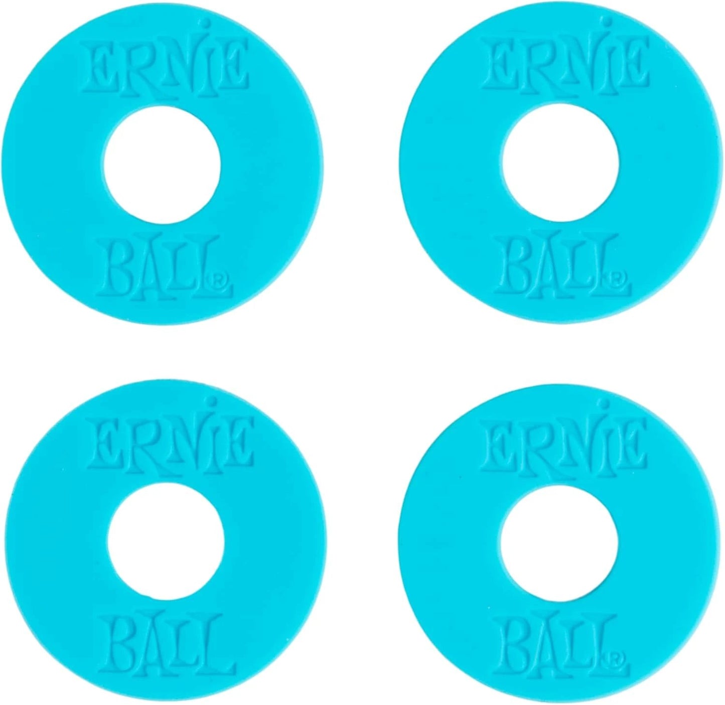 Ernie Ball Strap Blocks blue 4-pack; four round discs with central holes
