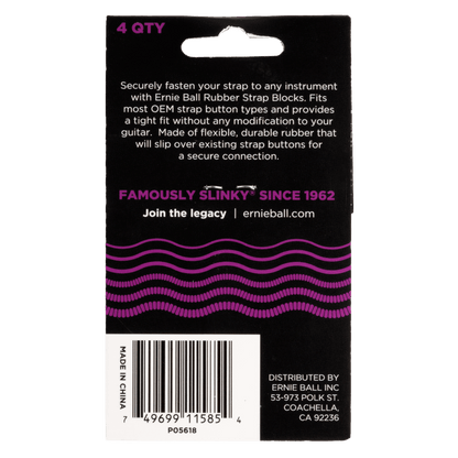 Ernie Ball Strap Blocks - Purple - 4 Pack