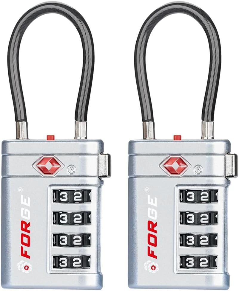 Two silver combination locks with red 'FORGE' branding on a white background