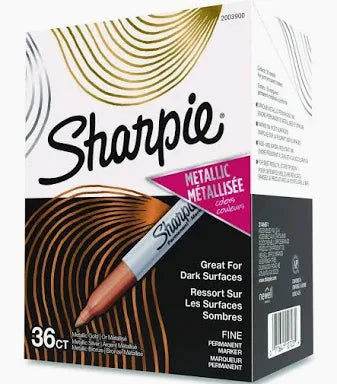 Sharpie Super Permanent Marker box, 36-count, metallic finish, fine point