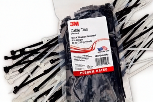 Packaged 3M cable ties on a white background