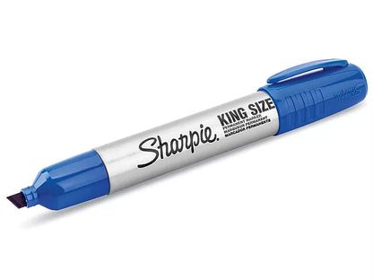 Sharpie King Size permanent marker, blue, chisel tip.