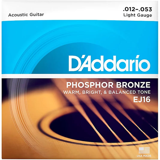D'Addario 12-53 Light, Phosphor Bronze Acoustic Guitar Strings