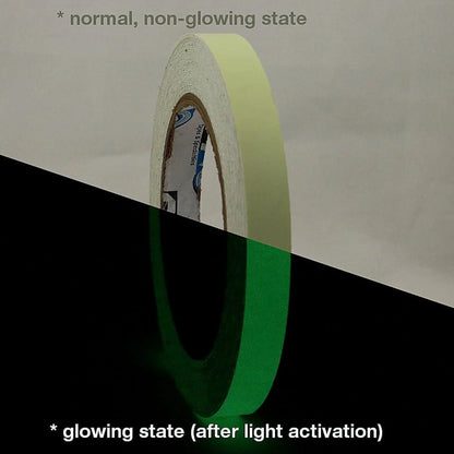 1/2 inch Roll of tape showing normal and glowing states on a black and white background