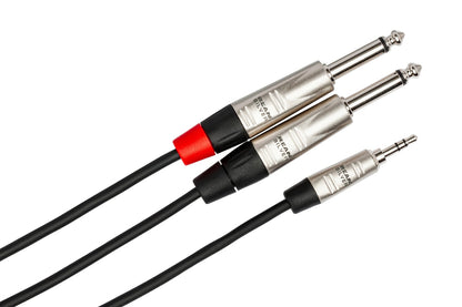 Hosa Pro Stereo Breakout 3.5mm TRS to Dual 1/4 in TS, 6 Ft