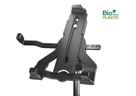 K&M 19744 tablet stand holder, black, threaded mounting for instrument stands.