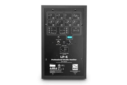 Kali Audio LP-6 V2 black studio monitor back panel with input connectors