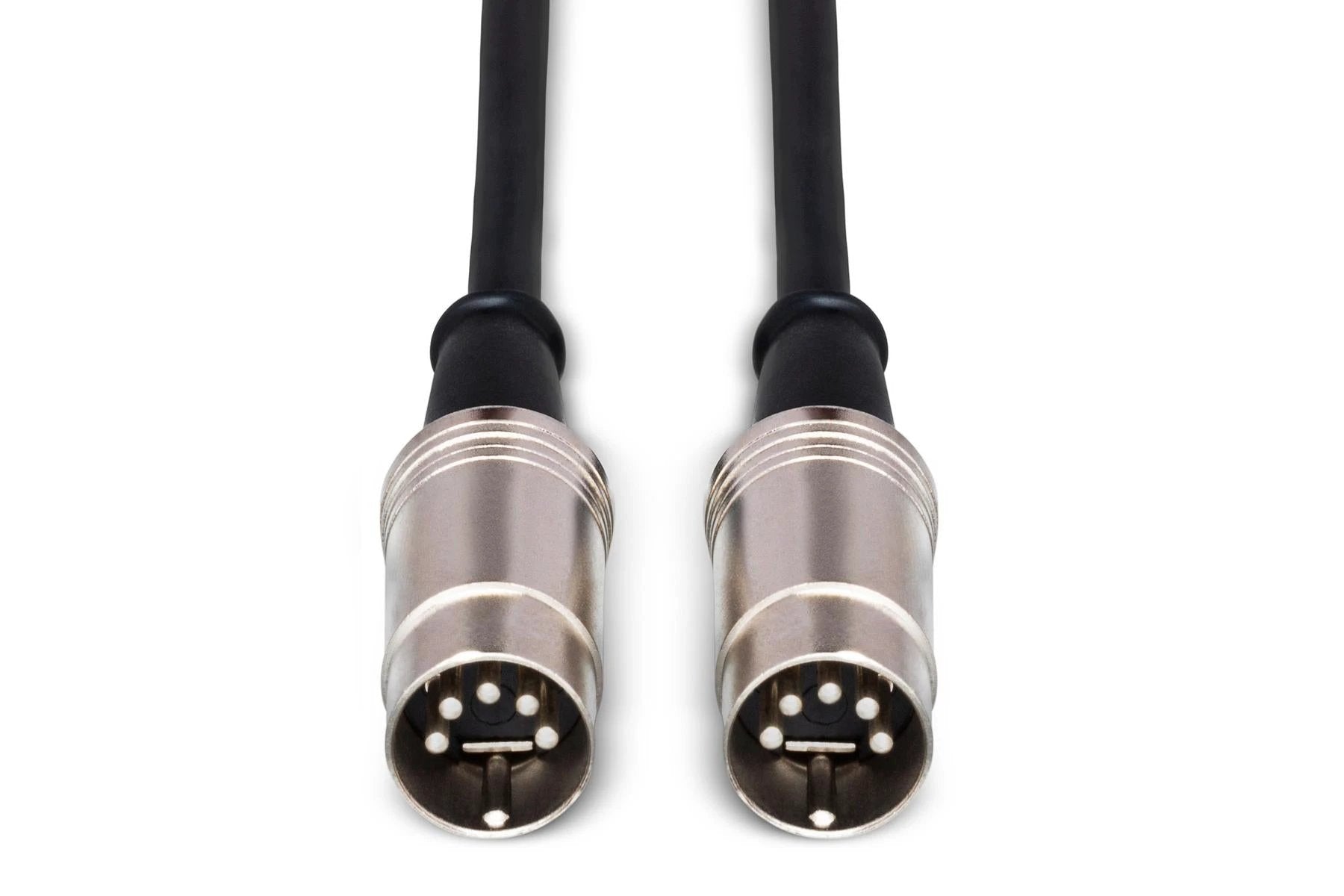 Two Hosa Pro MIDI 5-pin DIN to DIN cables, black with silver metal connectors.