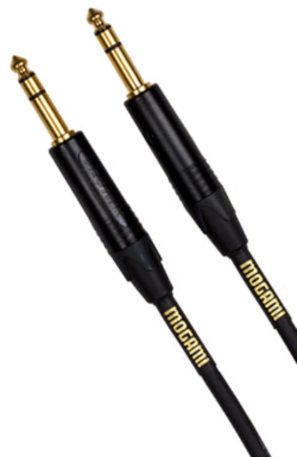Mogami Gold TRS-TRS cables, two black cables with gold-plated connectors