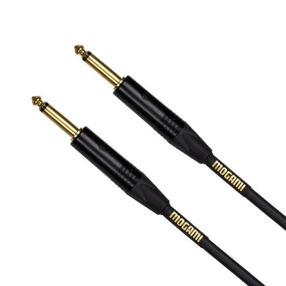 Mogami Gold instrument cables (straight/straight) pair; black cables with gold-plated 1/4" plugs.