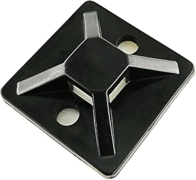 NCT-1M-020-B 1-inch nylon cable tie mount with adhesive, black, Tour Essentials LA pack of 20