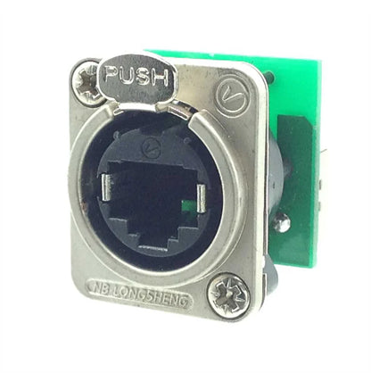 CAT6 EtherCON-Style D-Type Panel Mount Pass-Through Connector NE-EC-PM-PT-N