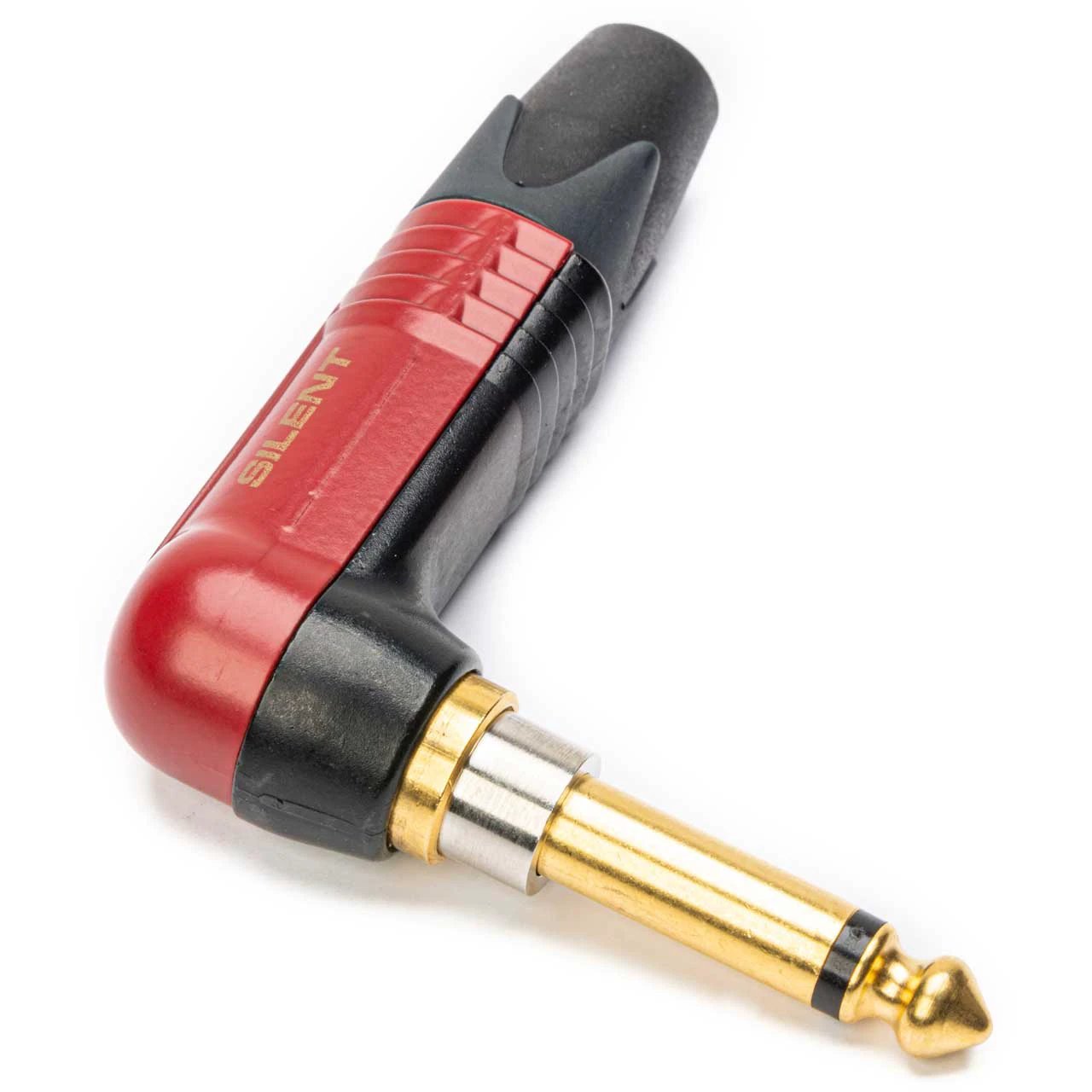 Neutrik NP2RX-AU-Silent 1/4in right-angle plug with red and black housing