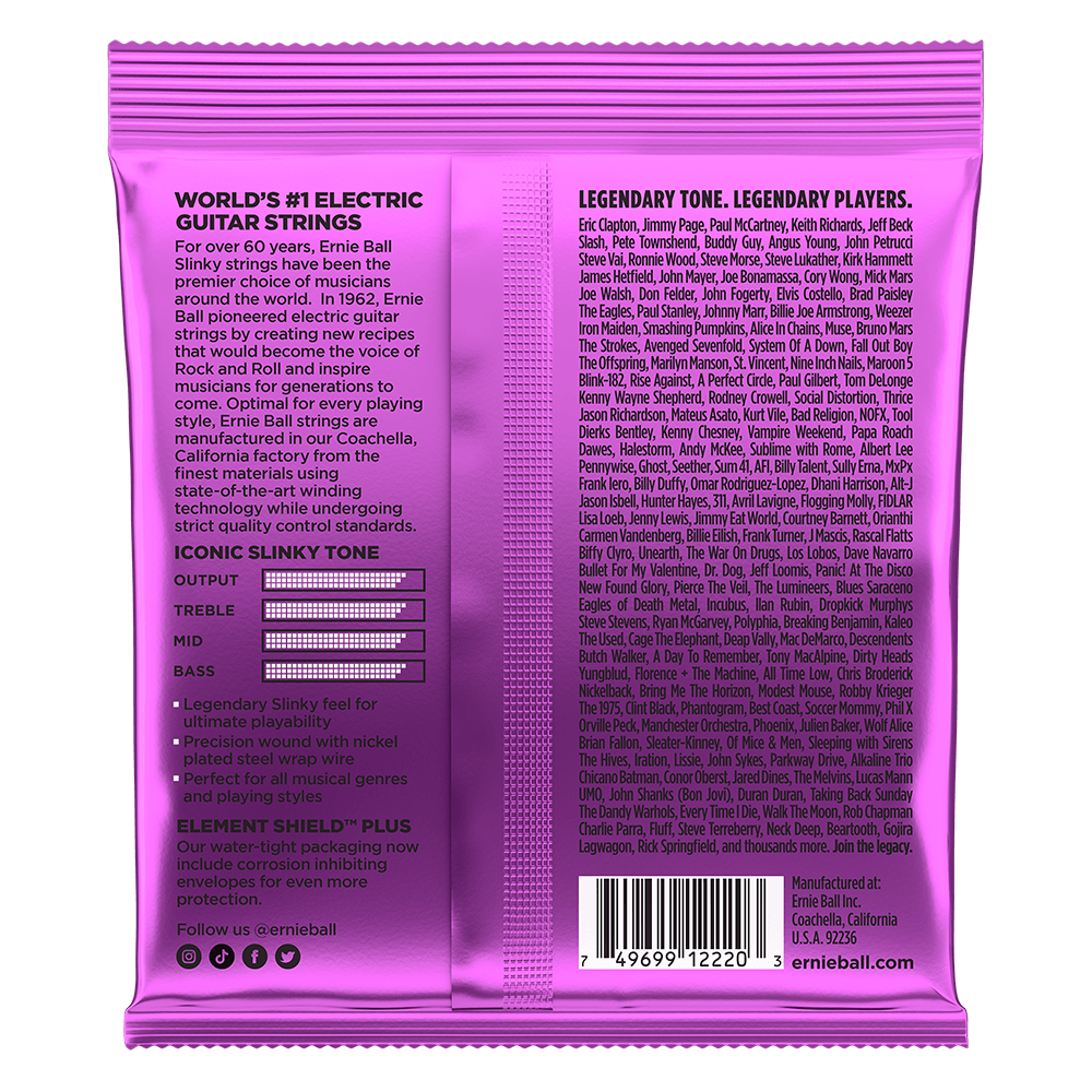 Ernie Ball Power Slinky 11-48 nickel-wound electric guitar strings in pink packaging