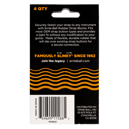 Ernie Ball Strap Blocks - Orange - 4 Pack