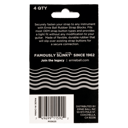 Ernie Ball Strap Blocks - Grey - 4 Pack