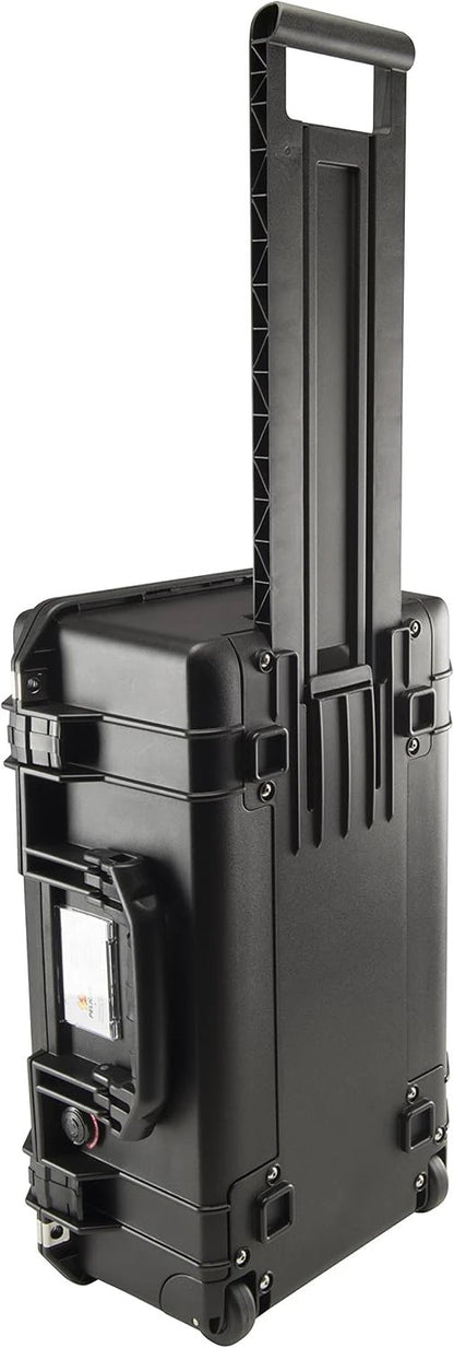 Pelican 1535 Air carry-on case with foam, black hard-shell travel case with extendable handle and wheels