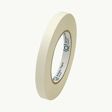 Roll of white tape with a visible brand label on a white background