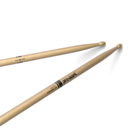 ProMark Classic Forward 5B Hickory Drum Sticks with oval wood tips, two sticks