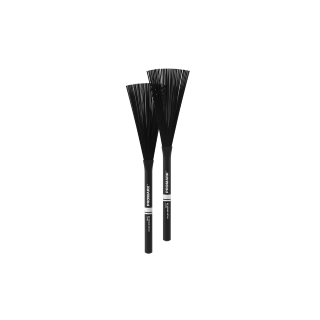 ProMark Heavy Nylon Drum Brushes 2B Black by D'Addario; three black nylon brushes