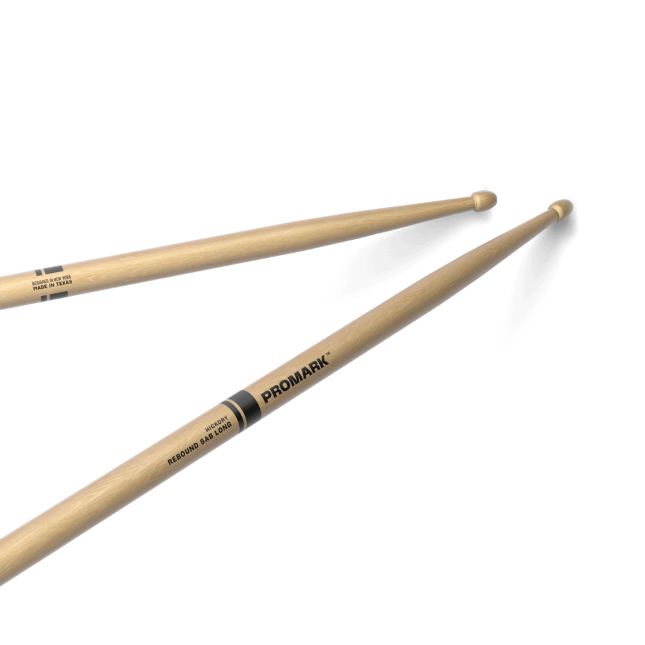 Promark Rebound 5AB long hickory drumsticks with acorn wood tips, 2-pack