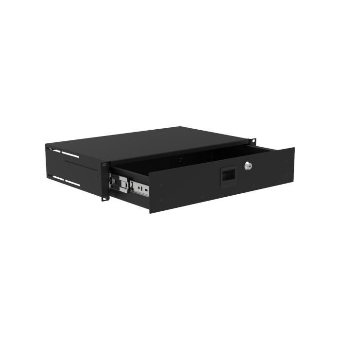 2U Lockable Lightweight Aluminum Rack Drawer – 10" Deep
