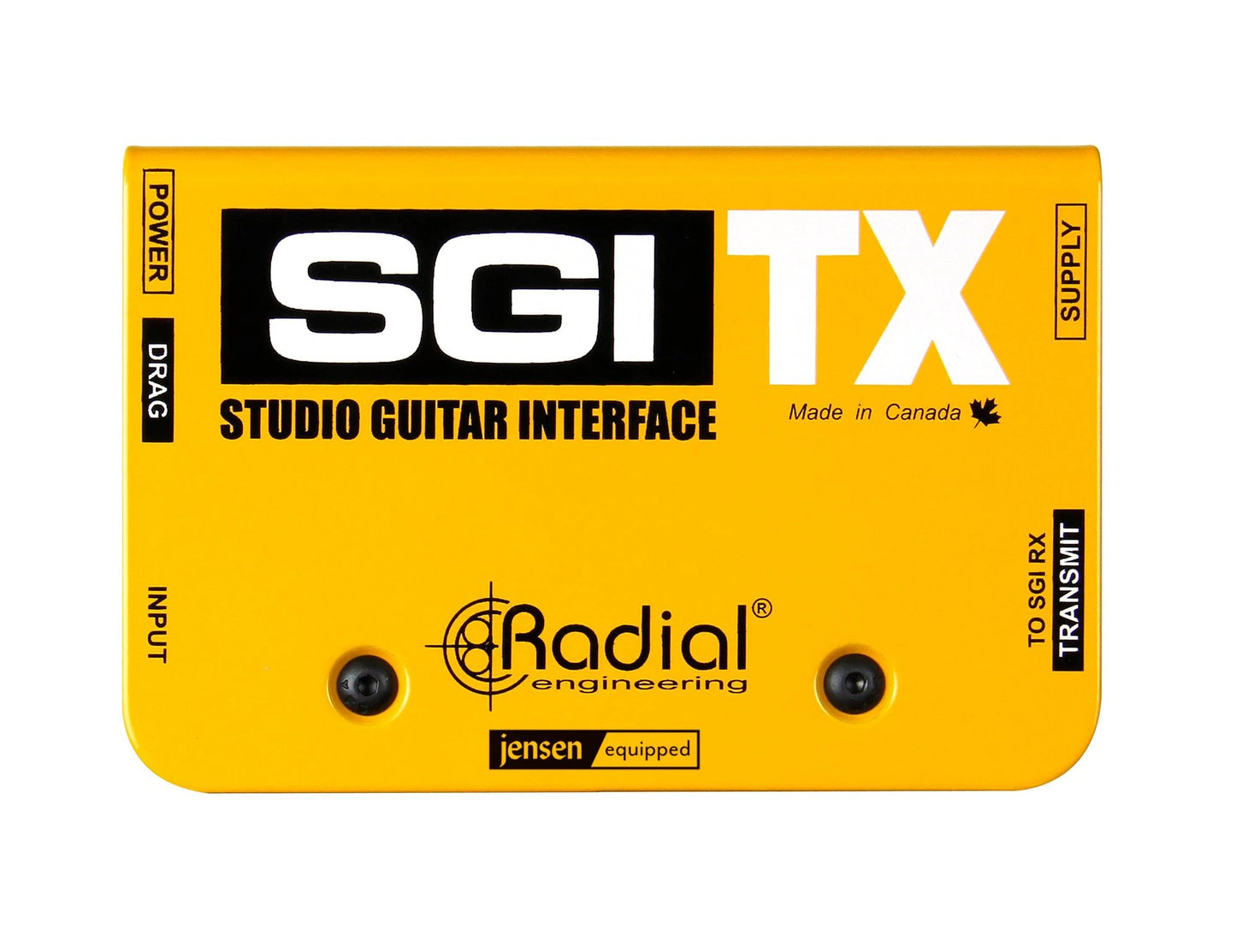 Yellow Radial SGI TX Studio Guitar Interface on a white background