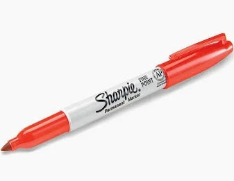 Sharpie Super Permanent Marker, fine point, red cap, white body